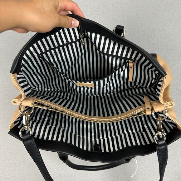 Kate Spade Hudson Street Kellan Shoulder Satchel Bag Leather Tan Black Large - Picture 6 of 10